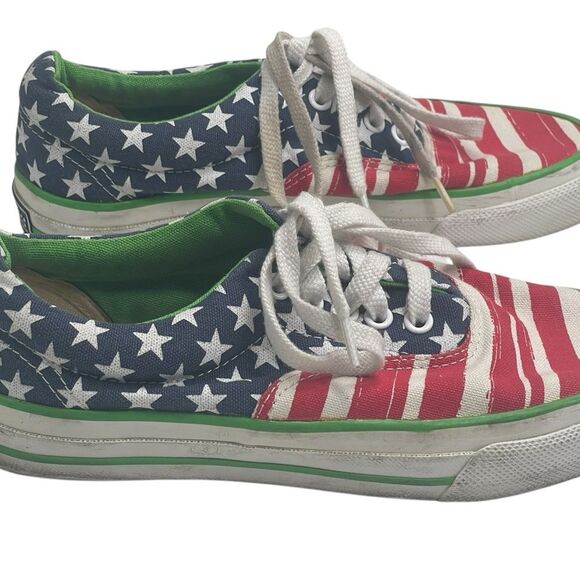 Made In USA Converse All Star American Flag Low Tops Men 5.5 Women 7.5 Sneakers - Picture 3 of 13